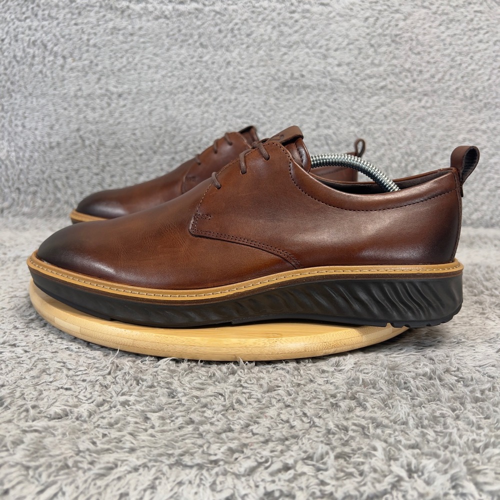 ECCO ST.1 Hybrid Lite Mens Cognac Brown Leather Derby Shoes Size 43 US 9-9.5 New